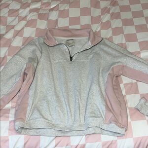 American Eagle Outfitters Gray and Pink Crew Neck Sweater